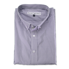 Purple Mini Gingham Button Down Dress Shirt