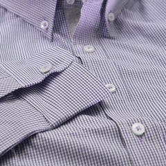 Purple Mini Gingham Button Down Dress Shirt