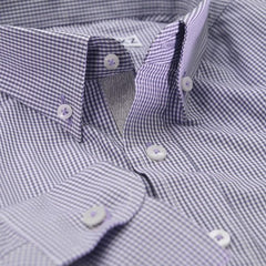 Purple Mini Gingham Button Down Dress Shirt