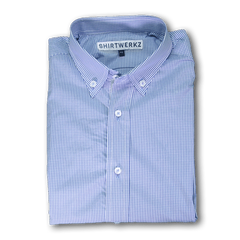 Blue Mini Gingham Button Down Dress Shirt