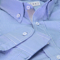 Blue Mini Gingham Button Down Dress Shirt