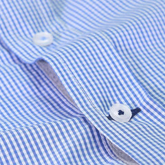 Blue Mini Gingham Button Down Dress Shirt