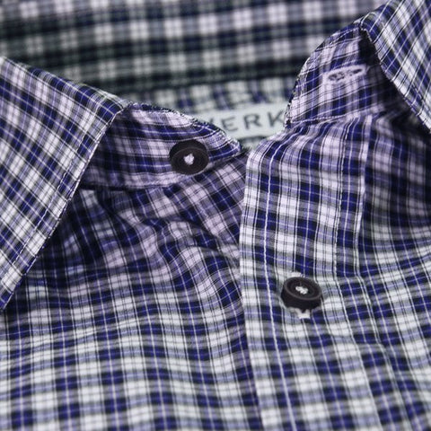 Purple Mini Plaid Dress Shirt