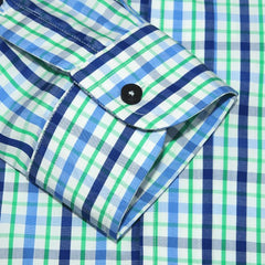 Blue Green Multi Check Dress Shirt