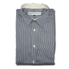 Navy Pique Stripe Dress Shirt