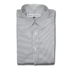 Silver Pique Stripe Dress Shirt