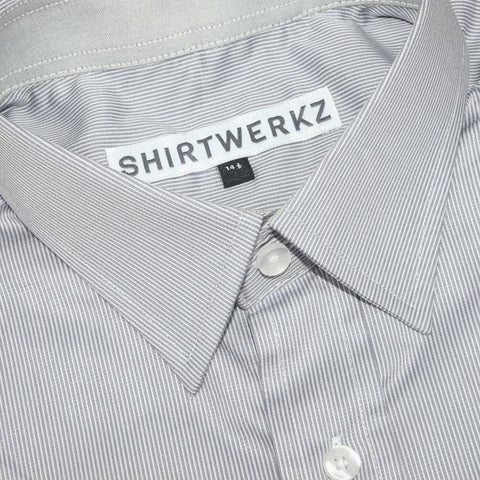 Silver Pique Stripe Dress Shirt