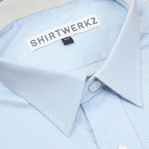 Sky Blue Pique Stripe Dress Shirt