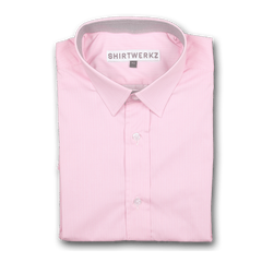 Pink Pique Stripe Dress Shirt