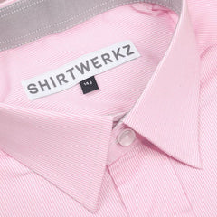 Pink Pique Stripe Dress Shirt