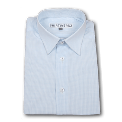 Sky Blue Mini Check Poplin Dress Shirt
