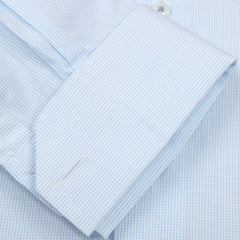 Sky Blue Mini Check Poplin Dress Shirt
