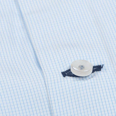 Sky Blue Mini Check Poplin Dress Shirt