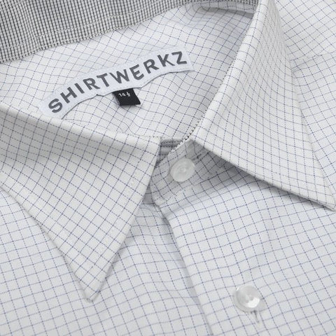 Navy Graph Check with Contrast Button Dress Shirt