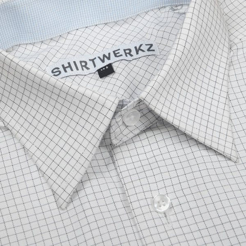 Black Graph Check with Contrast Button Dress Shirt