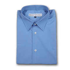 French Blue Poplin with Contrast Cuff Buttonhole Dress Shirt