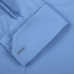 French Blue Poplin with Contrast Cuff Buttonhole Dress Shirt