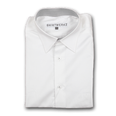 White Twill with Contrast Cuff Buttonhole Dress Shirt