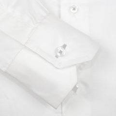 White Twill with Contrast Cuff Buttonhole Dress Shirt