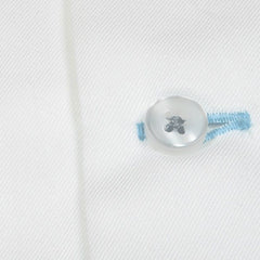 White Twill with Contrast Cuff Buttonhole Dress Shirt