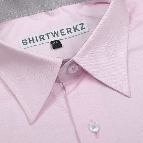 Pink Twill with Contrast Cuff Buttonhole Dress Shirt