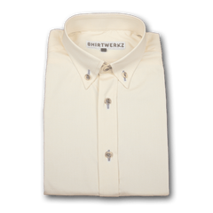 Beige Pinpoint Button Down Dress Shirt