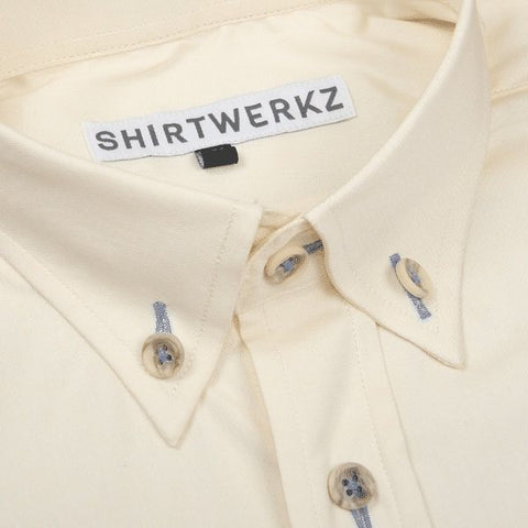 Beige Pinpoint Button Down Dress Shirt