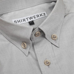 Grey Pinpoint Button Down Dress Shirt