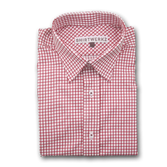 Maroon Checked Twill Dress Shirt