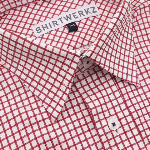 Maroon Checked Twill Dress Shirt