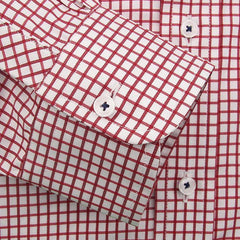 Maroon Checked Twill Dress Shirt