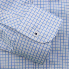 Sky Blue Checked Twill Dress Shirt