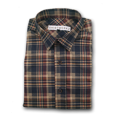 Navy Khaki Plaid Casual Shirt
