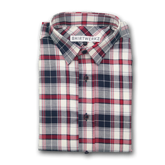 Navy Red Plaid Casual Shirt