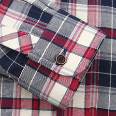 Navy Red Plaid Casual Shirt