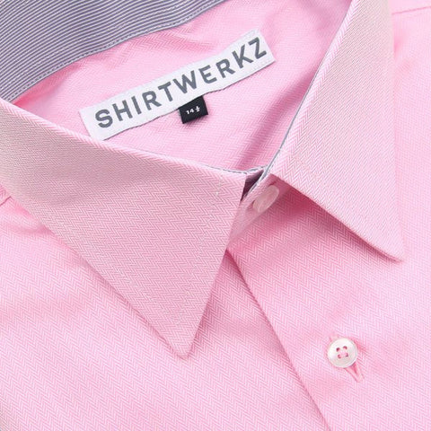 Pink Herringbone Dress Shirt