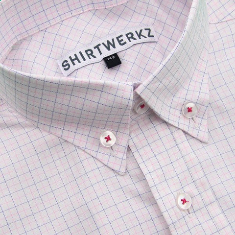 Navy Pink Tattersall Dress Shirt