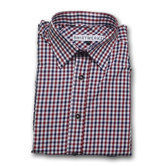 Red Navy Gingham Dress Shirt