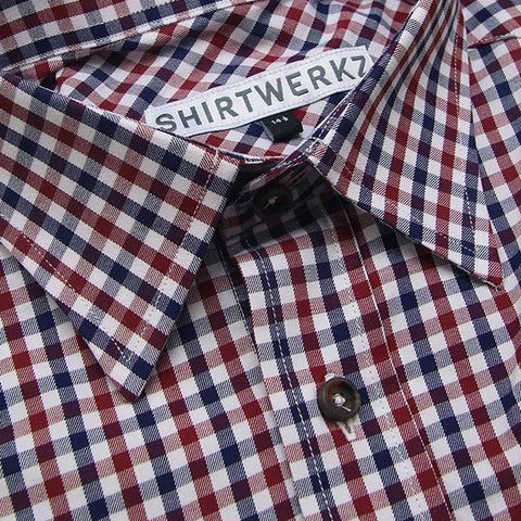 Red Navy Gingham Dress Shirt