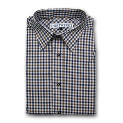 Brown Navy Gingham Dress Shirt