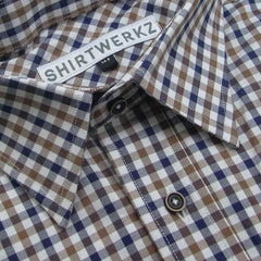 Brown Navy Gingham Dress Shirt