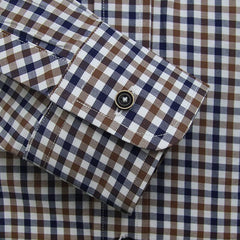 Brown Navy Gingham Dress Shirt