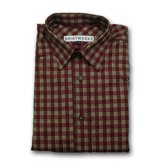 Red Green Print Check Dress Shirt