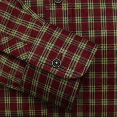 Red Green Print Check Dress Shirt