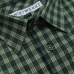 Green Navy Print Check Dress Shirt