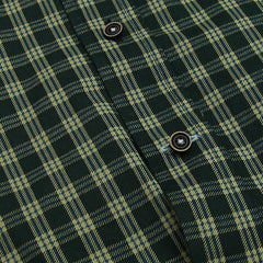 Green Navy Print Check Dress Shirt