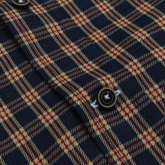 Navy Red Print Check Dress Shirt