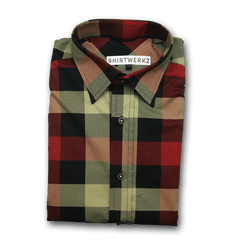 Mega Black Khaki Print Check Dress Shirt