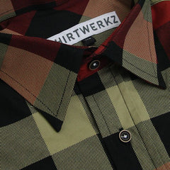 Mega Black Khaki Print Check Dress Shirt