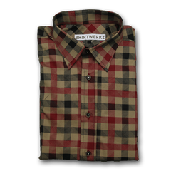 Large Red Black Print Check Dress Shirt